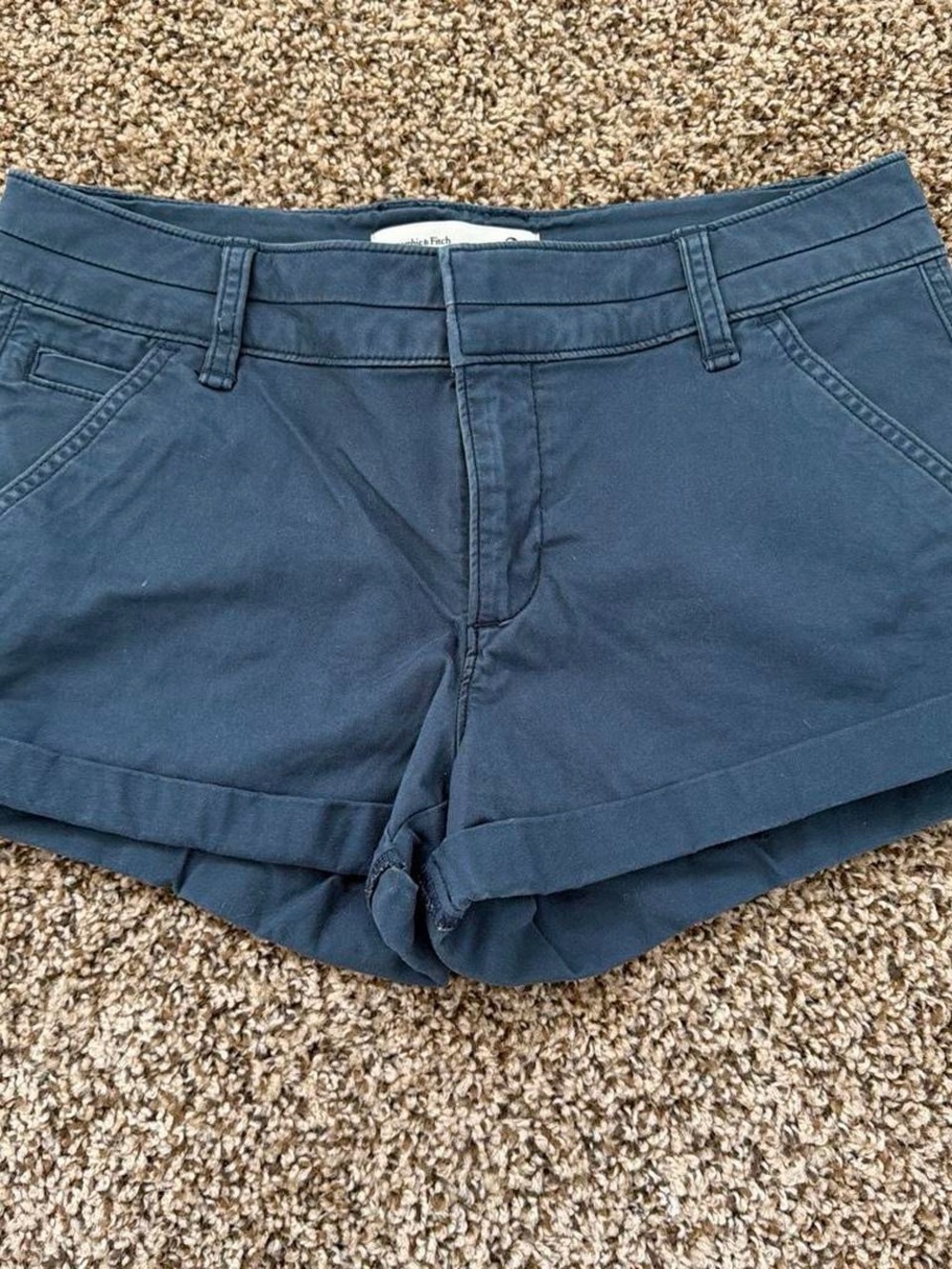 Abercrombie & Fitch Dark Blue High-Waist Cuffed Shorts